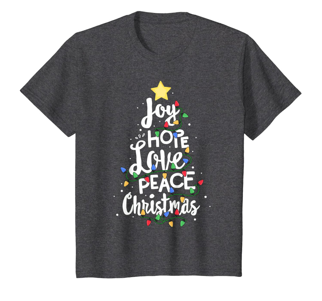 Joy Hope Love Peace Christmas Tree Red Buffalo Plaid Xmas T-Shirt