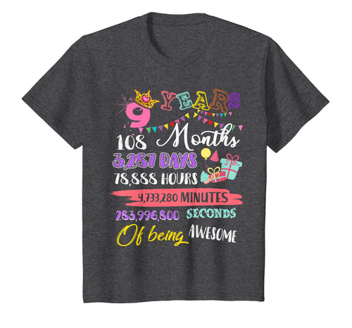 9th Birthday Tshirt For Girls 9 Years Old Being Awesome Gift T-Shirt-268822