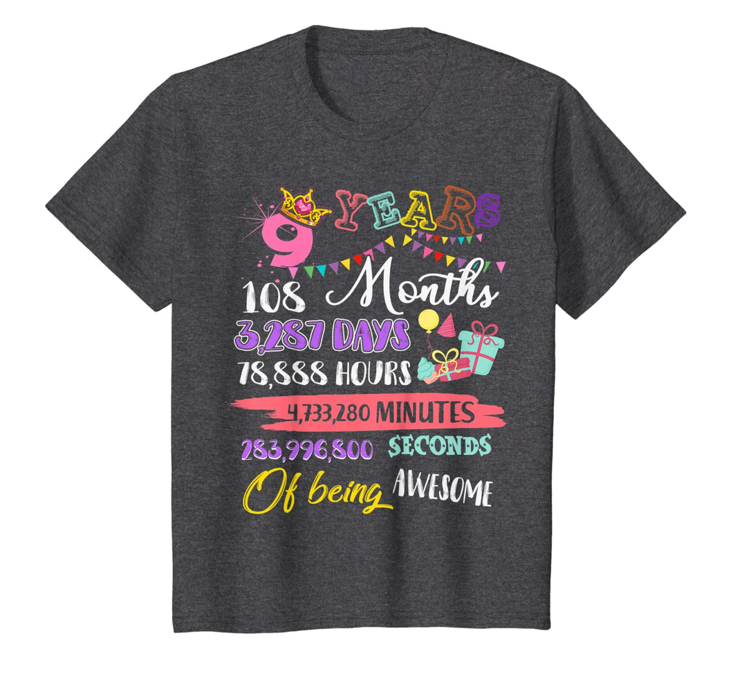 9th Birthday Tshirt For Girls 9 Years Old Being Awesome Gift T-Shirt-268822