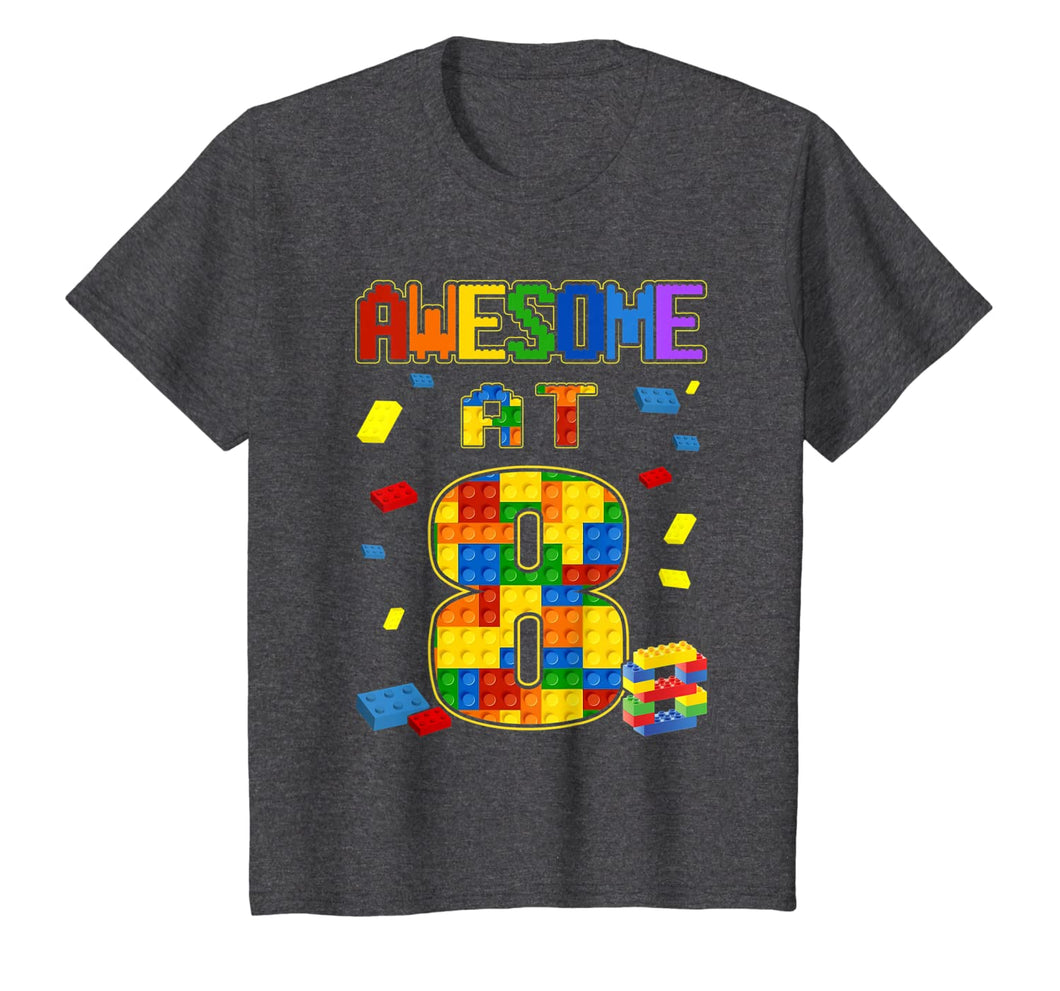 Birthday Shirt For Kids 8 Building Blocks Bricks Theme Party T-Shirt-435429