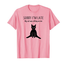 Load image into Gallery viewer, Funny Black Cat Shirt: Sorry I'm Late Cat Lover Gift T-Shirt
