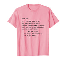 Load image into Gallery viewer, Funny Shirt for Screenwriter Writing in Coffee Shop Script
