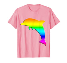 Load image into Gallery viewer, Dauphin Silhouette Watercolor tee Cool Rainbow T-Shirt
