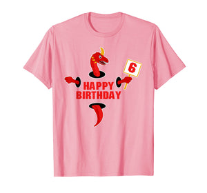 Happy 6th Birthday | Six 6 Year Old Dragon B-day Tee Gift