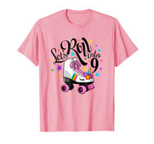 Load image into Gallery viewer, Lets roll into 9 Birthday. Unicorn, Roller skate T-shirt.
