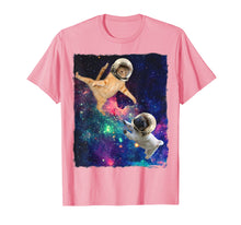 Load image into Gallery viewer, Cute Space Cat vs Pug Shirt Galaxy Epic Fight In Outer Space
