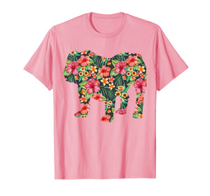 English Bulldog Flower T shirt Floral Dog Silhouette Gift