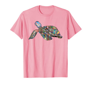 Fun Mosaic Shell Sea Turtle Lovers Land Tortoise T-Shirt