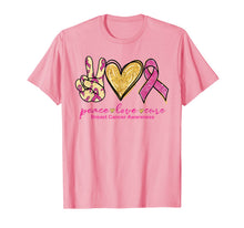 Load image into Gallery viewer, Peace Love Cure Pink Ribbon Breast Cancer Awareness Gift T-Shirt-582394
