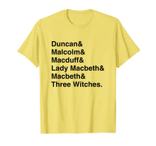 Load image into Gallery viewer, Shakespeare Macbeth Character List T-Shirt
