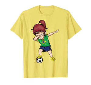 Dabbing Soccer Girl Brazil Jersey Shirt - Brazilian Football