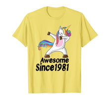 Load image into Gallery viewer, 38th Birthday Gift Awesome Since 1981 Unicorn Dabbing Shirt
