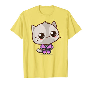 Funny cat bjj brazilian jiu jitsu black belt kawaii t shirt