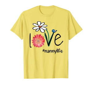 Mom Love Nanny Life #Mimilife Heart Floral Gift T-Shirt