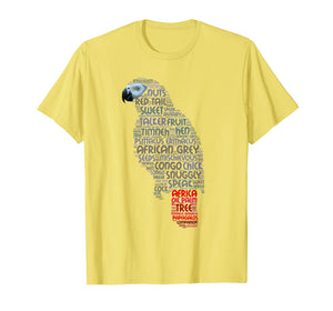 African Grey Parrot T Shirt with Parrot Word Art