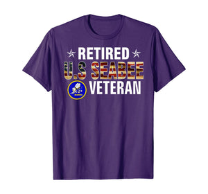 Vintege Retired US Seabee Veteran American Flag Cool Gift T-Shirt
