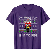 Load image into Gallery viewer, Oh What Fun It Is To Ride Santa Biker Ugly Sweater Present T-Shirt
