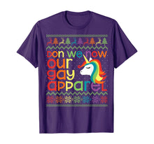 Load image into Gallery viewer, Gay Christmas Rainbow Unicorn Don We Now Our Gay Apparel T-Shirt
