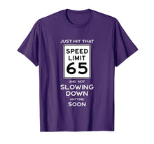 Load image into Gallery viewer, 65th Birthday Gift Idea Speed Limit 65 Shirt Car Lover Gift
