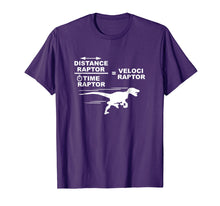 Load image into Gallery viewer, Distance raptor over time raptor = velociraptor t-shirt
