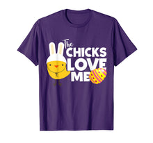 Load image into Gallery viewer, Happy Easter Tee Shirt - Funny Chick Bunny Ears with Egg
