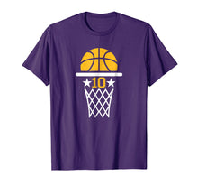 Load image into Gallery viewer, 10 Years Old Boy 10th Birthday T-shirt Basketball Theme Gift
