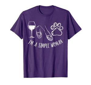 I'm A Simple Woman Funny Wine Flip Flops Dog Paw Gift T-Shirt