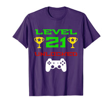 Load image into Gallery viewer, Level 21 Unlocked T-shirt 21st Birthday Gaming Shirt Mens
