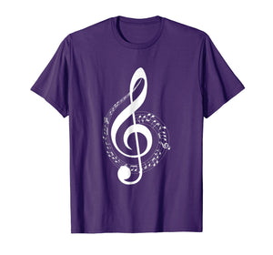 Music Note T Shirt White Clef Musical Symbol for Musician