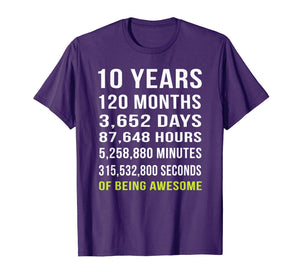 10th Birthday Gift T Shirt 10 Years Old Being Awesome Tee