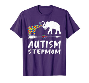 Elephant Autism Step Mom Heart Love - Autism Awareness Shirt