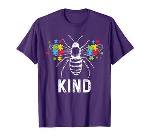 Autism Awareness Bee Kind Puzzle Pieces T Shirt Autist Tee