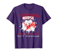 Load image into Gallery viewer, Tattooed Nurse Shirt funny: inked &amp; educate don&#39;t stereotype

