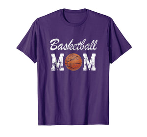 Basketball Mom Cute Novelty Distressed T-Shirt