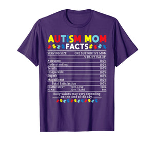 Autism Mom Facts One Supportive Mom Awareness Gift T-Shirt
