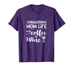 Mom Shirt Sayings Funny Coffee Wine Life Mother's Day Tshirt