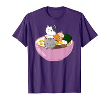 Load image into Gallery viewer, Cute Kawaii Cat Ramen Bowl T Shirt Japanese Anime Kitten Tee
