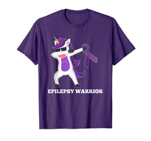 Load image into Gallery viewer, Epilepsy Awareness Tshirt Dabbing Unicorn Warrior Purple
