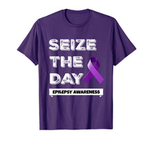 Load image into Gallery viewer, Epilepsy Awareness T Shirt, Seize The Day, November, Purple
