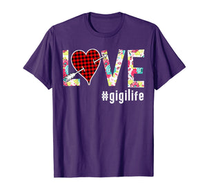 Love Gigi life #gigilife Buffalo Plaid Heart Floral T Shirt