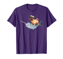 Load image into Gallery viewer, Captain Pug riding a Narwhal T-shirt Funny Pug Shirt
