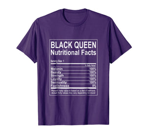 Funny Black Queen Nutritional Facts T-Shirt Self Love Tee