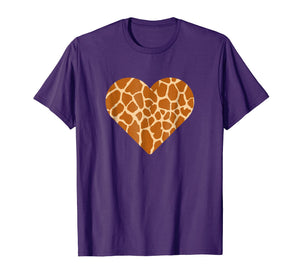 Giraffe Print Heart T-shirt Cute Giraffe Lover Love Tee Gift