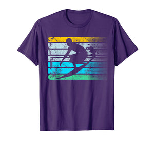 Cool Surfing Vintage Retro Silhouette Distressed Tee Shirt