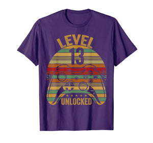 Level 13 Unlocked Birthday 13 Year Old Boy Kids Gift Shirt