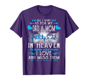 I Miss My Dad and Mom in Heaven T-shirt Father's Day Gifts