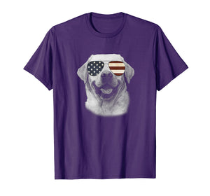 Labrador Dog T shirt with USA flag sunglasses Funny Gift