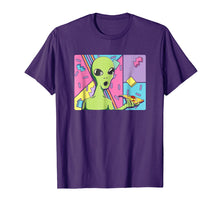 Load image into Gallery viewer, Funny Alien Shirt - Trippy Alien Eating Pizza T-shirt 80s

