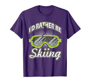 I'd Rather Be Skiing T-Shirt Funny Ski Tee Skier Slopes Gift