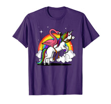 Load image into Gallery viewer, Flamingo Pink Bird Riding Unicorn Rainbow T-Shirt
